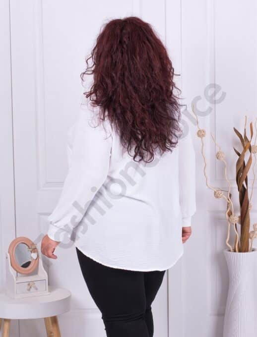 Camasa maxi cu guler la baza gatului-alb cod 211469-3