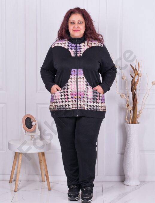 Compleu maxi cu imprimeu colorate Houndstooth-cod 22039-1