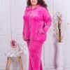 Compleu maxi din plus cu gluga-fucsia cod 221181-3