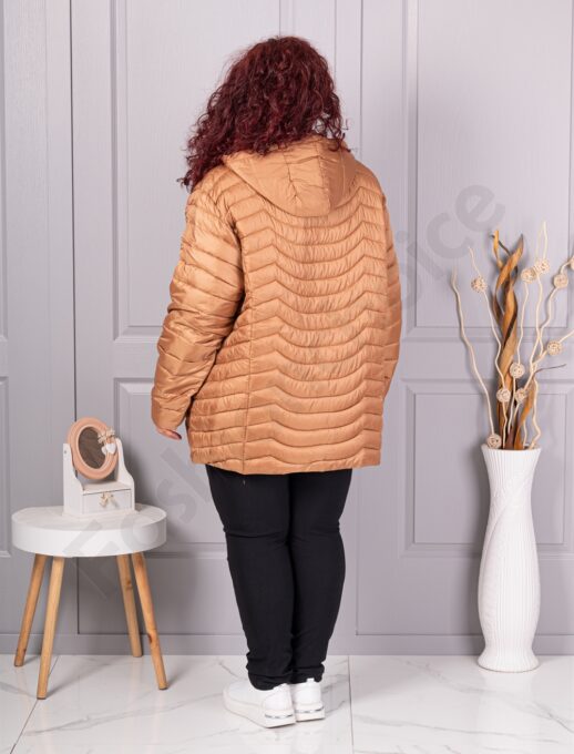 Geaca pentru dama super maxi cu gluga-camel cod 2328-2
