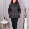 Geaca pentru dama super maxi cu gluga-negru cod 2328