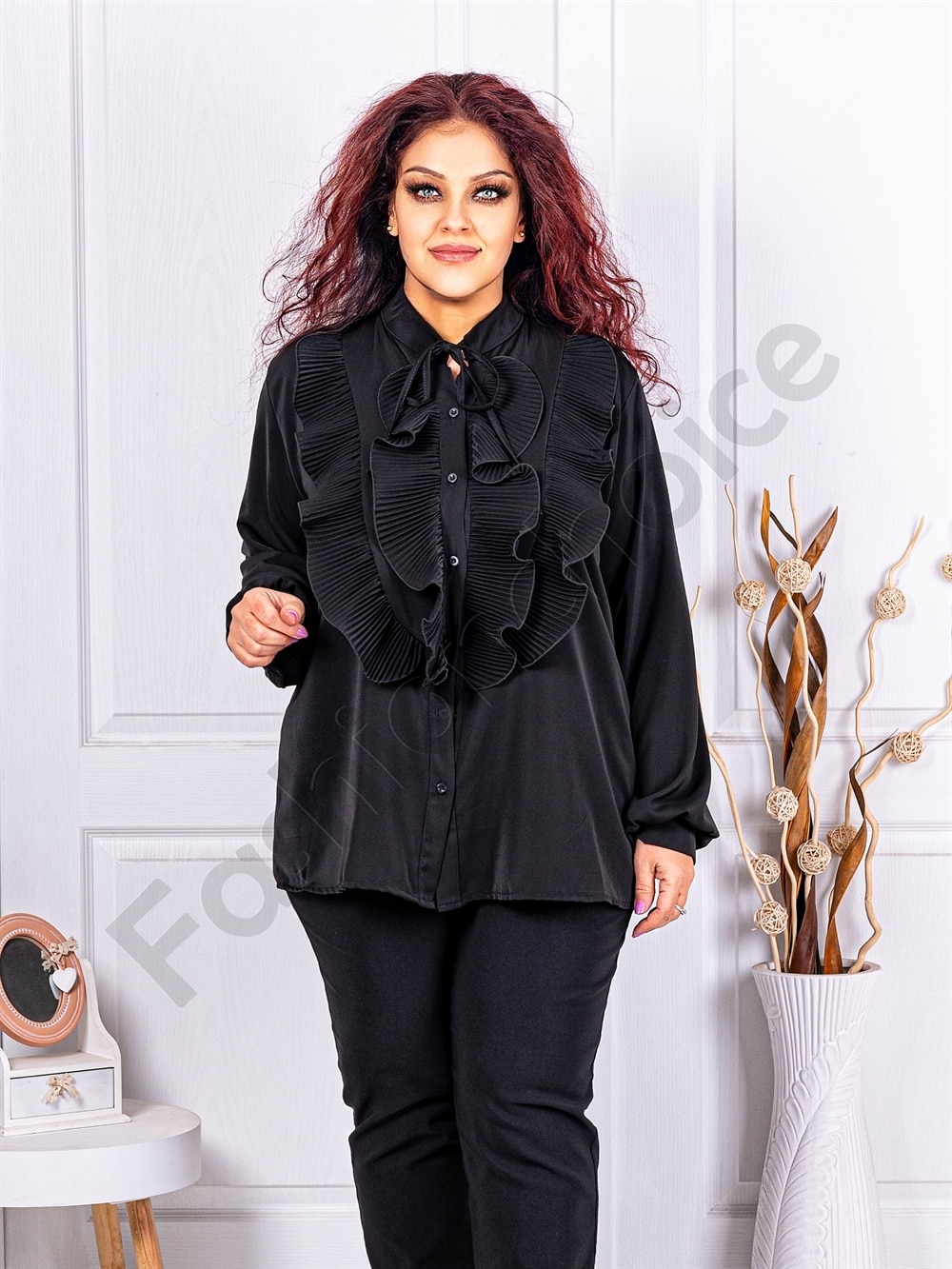 Camasa maxi cu jabou-negru cod 70206