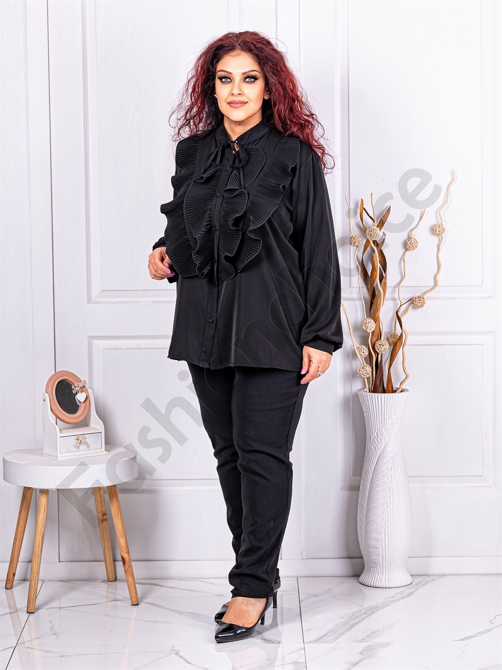 Camasa maxi cu jabou-negru cod 70206