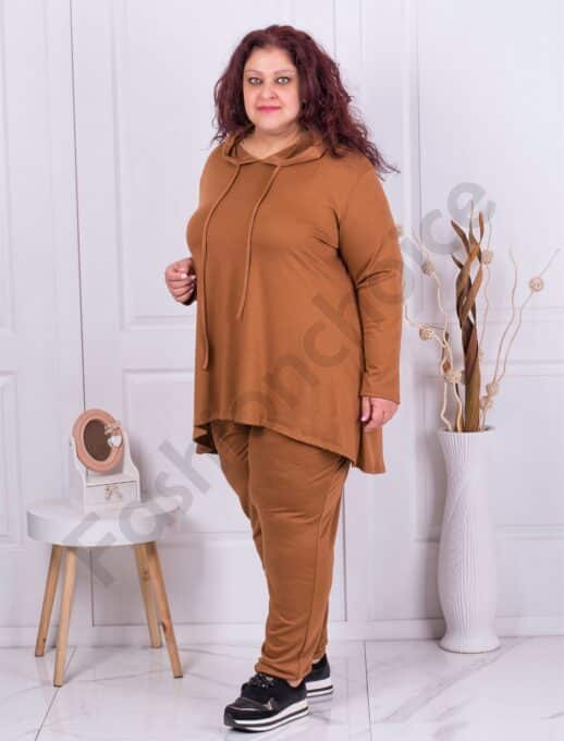 Compleu maxi din doua piese cu gluga-camel cod 23629-2