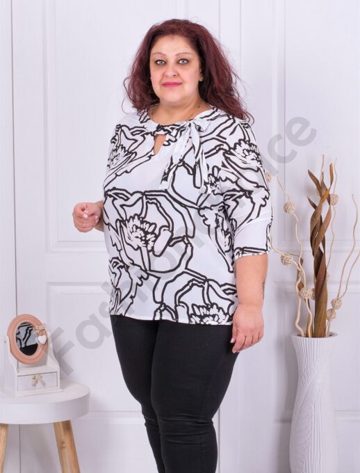 Bluza eleganta cu imprimeu flori negre cod 23003