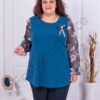Tunica eleganta cu maneci din tull floral-petrol cod 22062-1