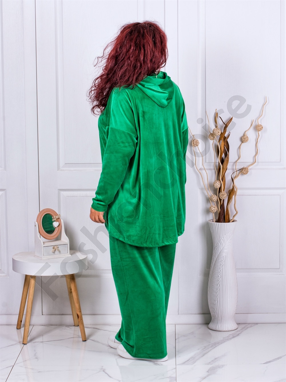 Compleu maxi din plus cu gluga-verde cod 221181-4