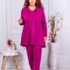 Compleu maxi din doua piese cu gluga-magenta cod 23629-3