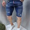 Blugi scurti cu patch-uri/34-44/-albastru inchis cod 2568