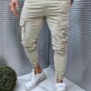 Pantalon jogger cu buzunare cargo in parti-capucino cod 609-2