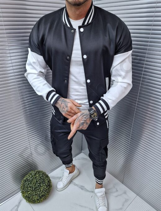 Compleu sport pentru barbati cu geaca baseball-negru cod 56