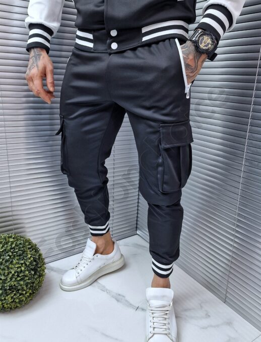 Compleu sport pentru barbati cu geaca baseball-negru cod 56