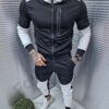 Compleu sport in doua culori cu buzunar mare-negru/alb cod 202