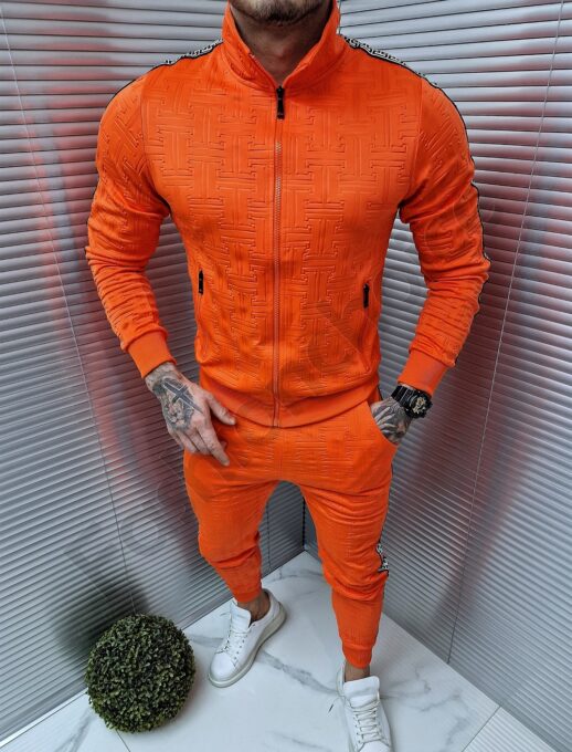 Compleu sport pentru barbati cu banda colorata-orange cod 163-2