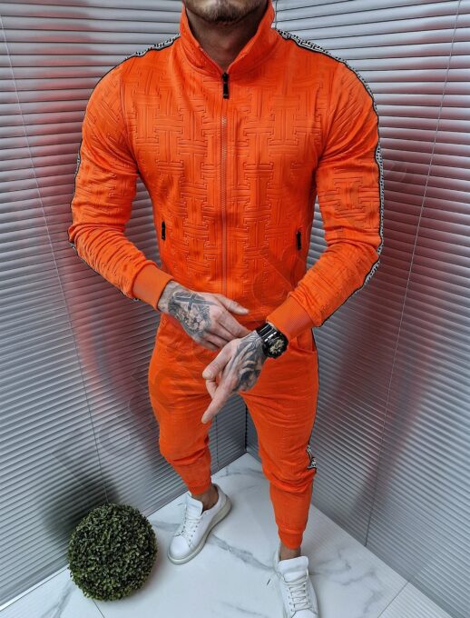 Compleu sport pentru barbati cu banda colorata-orange cod 163-2