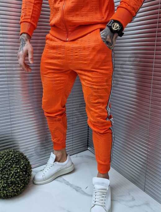 Compleu sport pentru barbati cu banda colorata-orange cod 163-2