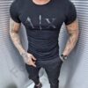 Tricou barbati cu inscris cauciucat A/X-negru cod 231262-4