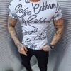 Tricou alb pentru barbati cu inscris cod 2026-1