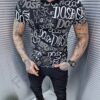 Tricou barbati cu gluga si inscris-negru cod 9068