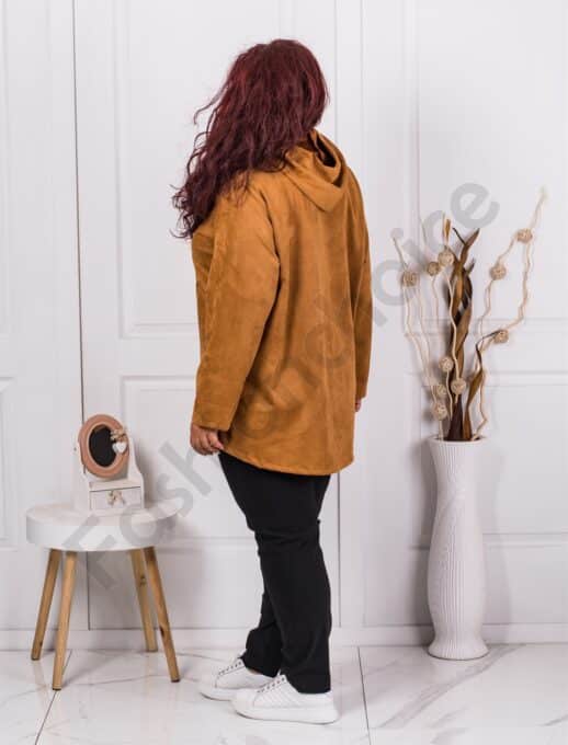 Jacheta maxi din nubuc eco-camel cod 8216-1