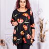 Tunica maxi cu imprimeu lalele rosii si maneca 3/4 cod 23100-5