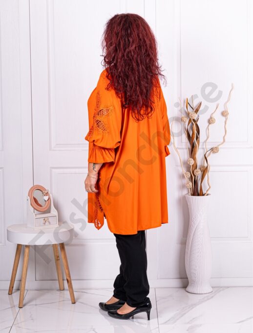 Camasa tip tunica maxi cu aplicatii interesante-orange cod 243-1