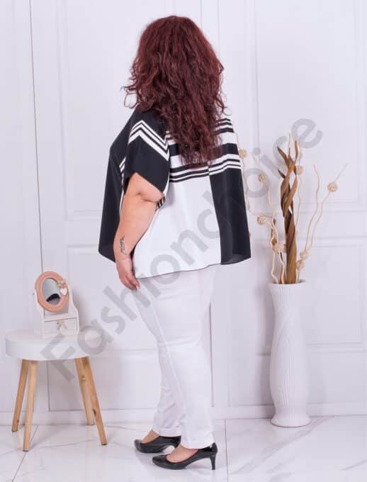 Bluza maxi cu imprimeu alb/negru cod 6082