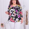 Bluza maxi accesorizata cu sifon si imprimeu floral cod 23005