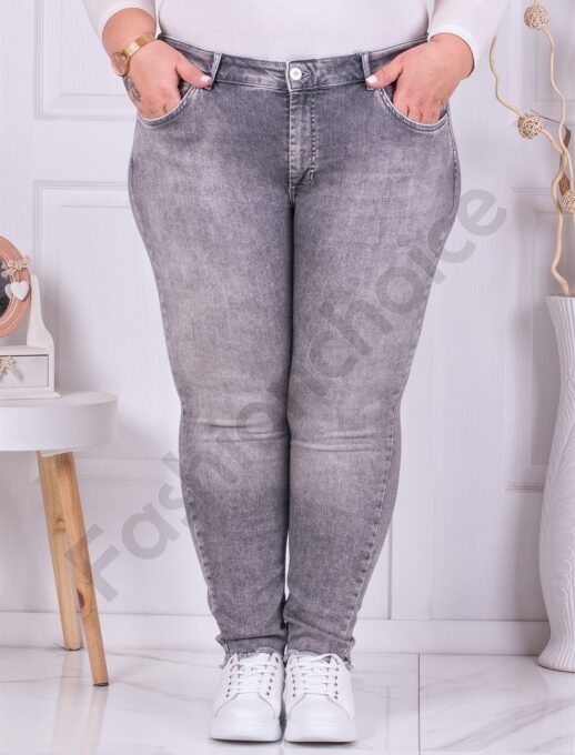 Blugi maxi skinny cu buzunare-gri deschis cod 2314-7