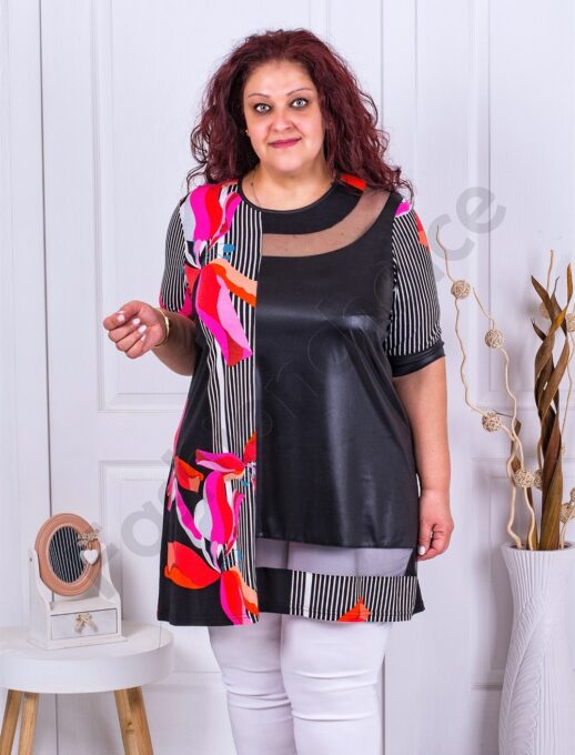 Tunica maxi in combinatie cu material lucios cod 1250