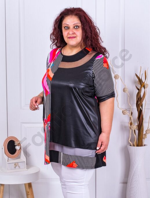 Tunica maxi in combinatie cu material lucios cod 1250