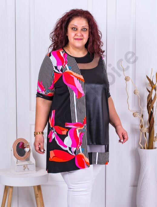 Tunica maxi in combinatie cu material lucios cod 1250