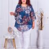 Tunica eleganta maxi din sifon cu imprimeu floral-albastru cod 23222-2