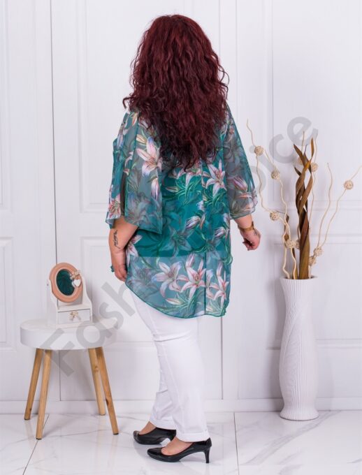 Tunica eleganta maxi din sifon cu crini-verde cod 23222-1