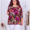 Bluza maxi cu print frunze colorate-ciclame cod 23223-1