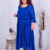 Rochie eleganta maxi din tull cu volane-albastru regal cod 7497-3