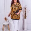 Tunica maxi cu imprimeu litere colorate si buzunare-mustar cod 231303-1