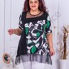 Tunica eleganta in combinatie cu tull-verde/alb cod 1358-2