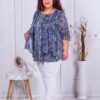Tunica eleganta maxi in combinatie cu sifon-albastru cod 23014-1