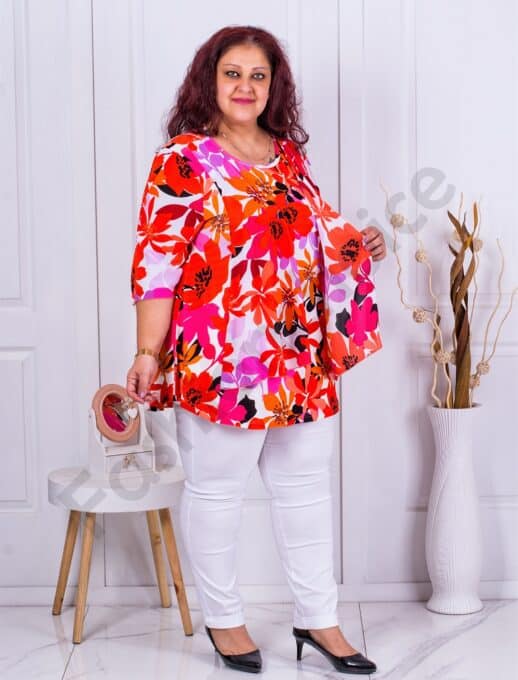Tunica eleganta maxi in combinatie cu sifon-coral cod 23014