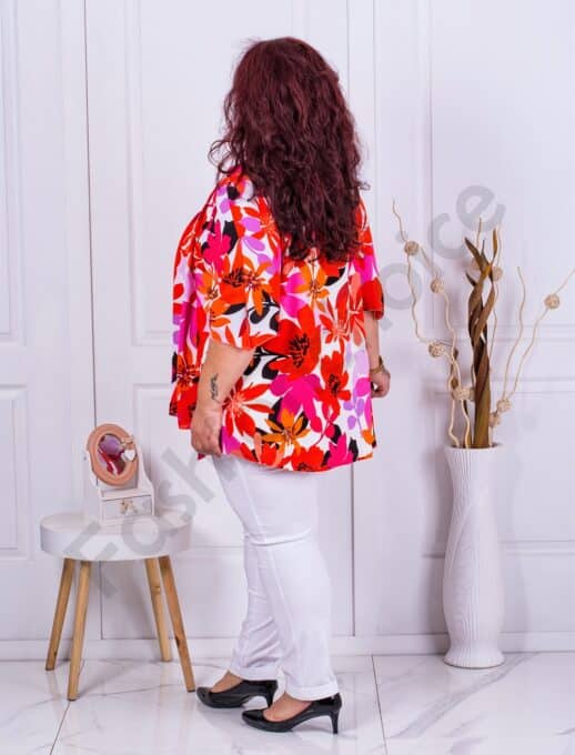 Tunica eleganta maxi in combinatie cu sifon-coral cod 23014