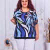 Bluza eleganta cu imprimeu colorat-albastru cod 1356