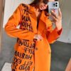Sacou orange cu imprimeu litere cod 22380-1