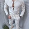 Compleu sport-elegant din bumbac cu nasturi-capucino cod 9456-3