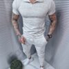 Compleu sport-elegant cu guler la baza gatului-bej deschis melanj cod 7143