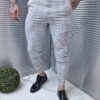 Pantalon elegant in carouri mari-gri deschis cod 2305-1