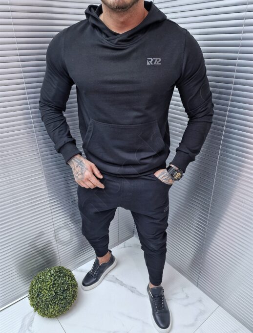 Compleu sport cu hanorac tip hoodie-negru cod 2321