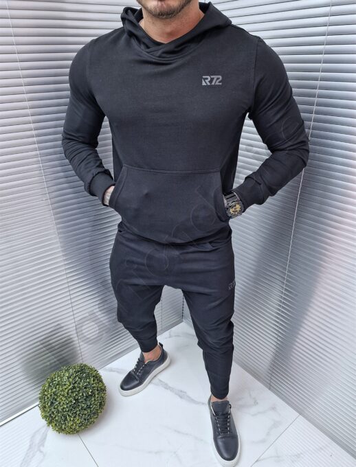 Compleu sport cu hanorac tip hoodie-negru cod 2321