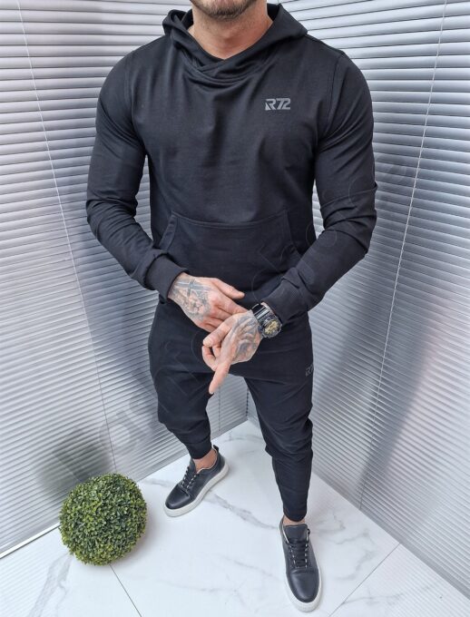 Compleu sport cu hanorac tip hoodie-negru cod 2321