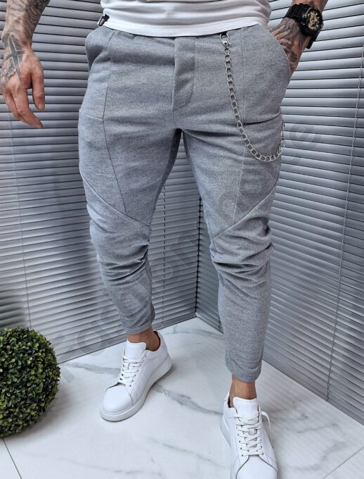 Pantalon sport-elegant cu croi modern-gri cod 4009-1